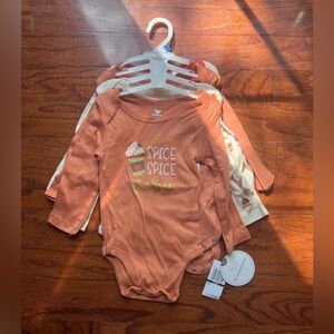 Koala Kids Long-Sleeve One-Piece Bodysuits - Pumpkin Spice & Cream